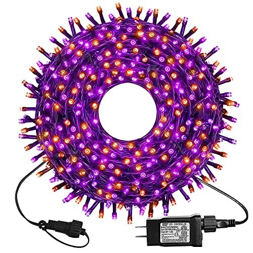 300 LED Orange&Purple Halloween Lights 99FT Connectable 8 Lighting Modes with M
