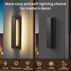 Jokaonotl 15.7 In Modern Outdoor Wall Light Fixtures 3000K Led Exterior