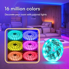 50FT Smart LED Strip Lights, App & Voice Control, Music Sync RGB for Room