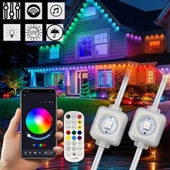 100FT Permanent OutdoorRGB LED Lights APP/Remote Control IP65 Waterproof Vibrant