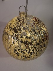 Gerson Mercury Glass Ball Ornament Mirrored Gold Corded Light 5″H Christmas