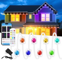 200FT RGB+IC Outdoor String Lights, 24V Waterproof Roof & Eaves Lighting, App &