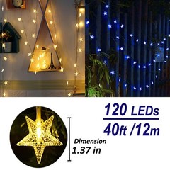 40Ft 120LED Color Changing Star String Lights with Remote for Bedroom Kids Room