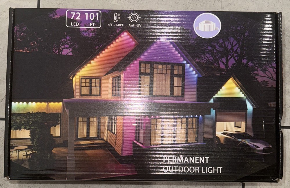 OPEN BOX! Permanent Outdoor Lights 101ft w/ 72 LED RGB String Lights Unbranded