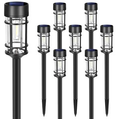 Solar Pathway Lights, 8 Pack LED Solar Lights Outdoor Waterproof, Glass Metal…
