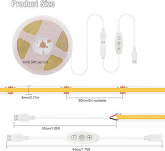 LED Strip Lights 6Ft, Warm White COB LED Light Strip USB Powered, Dimmable 2700K