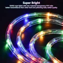 39FT 100LED Solar Rope Tube lamp Waterproof PVC String Lights Outdoor Garden USA