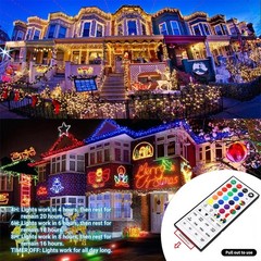 66ft Christmas Decorative Mini Lights, 200 LED RGB Changing 8 Functional Gree…