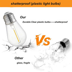 S14 Led Bulbs for Outdoor String Lights,Shatterproof Waterproof Clear Plastic Ca