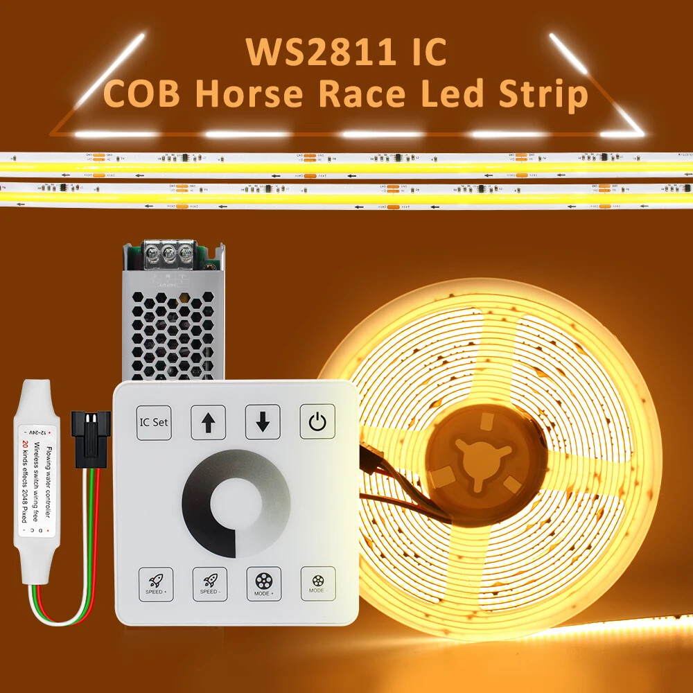 COB Running Water Flowing LED Strip Lights WS2811 24V Horse Race Sequential LED