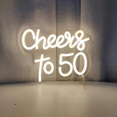 Cheers to 50 Years Neon Sign 50th Anniversary Decorations, LED Lights Sign 50…