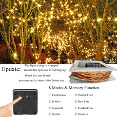 Joomer Solar Fairy Lights 2 Pack Total 80FT 240LED Lights Warm White Copper Wire