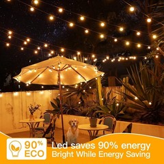 25FT Outdoor String Lights, Waterproof Connectable Shatterproof Outside Light…