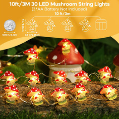 Mushroom Lights Room Cottagecore Decor: Gifts for Teen Girls Boys Kids, 10FT 30L