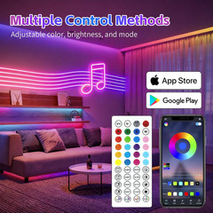 100FT RGB LED Neon Rope Lights, App & Remote Control, Flexible Waterproof IP65 L