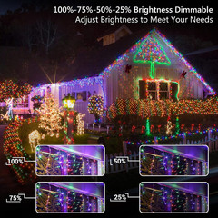 Christmas Icicle Lights, 29Ft 360 LED Outdoor Icicle Lights Color Changing With