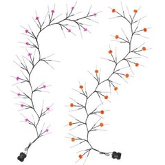 6 Ft Halloween Willow Vine Twig Garland with 54 LED Orange & Purple Lights, Pump