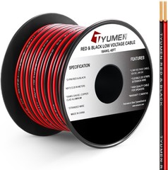 18 AWG 40FT Red & Black PVC Electrical Wire for LED Lighting & Low-Voltage Use