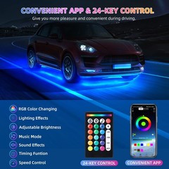 4 Pcs RGB Underglow LED Lights for Cars Truck SUV Golf Cart UTV ATV, 12V Wate…