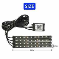 4X12 48 LEDs Car Interior Atmosphere Neon RGB Lights Strip APP Control Bluetooth