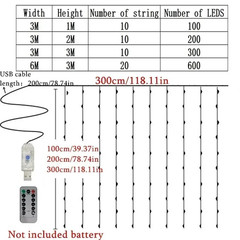 USB LED Curtain String Lights with Remote Control – 100 LED Fairy Lights