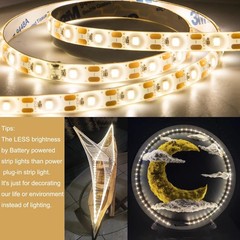 Dimmable 13.2ft Battery Powered LED Strip Lights, Warm White, Waterproof, Remote