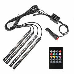 Car RGB 48 LED Light Strip Interior Atmosphere Neon Lamp Remote Control for Car