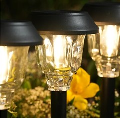 Solar Lights Outdoor Waterproof, 6 Pack Metal Glass Solar Pathway Lights Outd…
