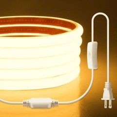 COB LED Strip Light 110V 120V 6FT LED Light Strip 3000K 6.56ft/2M Warm White