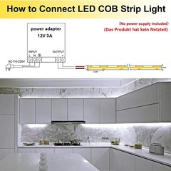 12v Cob Led Strip Light 6000k Cool White Waterproof Ip65 480leds/m Super Bright