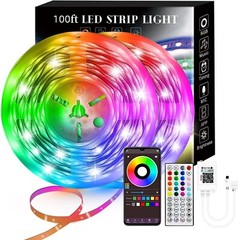 Transform Your Space with TJOY 100ft Bluetooth LED Strip Lights – Music Sync, RG