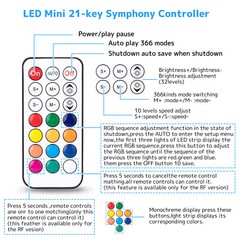 LED light strip 21 key LED RGB RF remote control DC 5-12V for WS2811 WS2812B