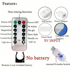 USB LED Curtain String Lights with Remote Control – 100 LED Fairy Lights