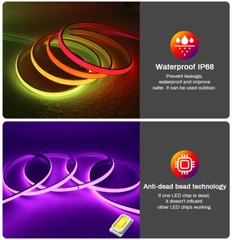 IP68 Waterproof Addressable Dream Color COB Strip Light Outdoor Pool Strip Light