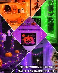 Halloween String Lights Battery Operated, Orange Lights with Timer Waterproof 16