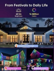Permanent Outdoor Lights 200ft W/100 LED Smart IC+RGBCW APP + Remote Control NEW
