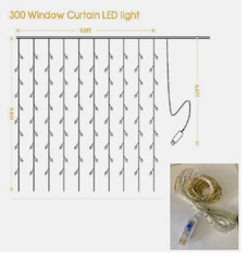 Curtain String Fairy Lights in 300 lights 10’x10′ remote controlled