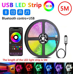Bluetooth USB RGB LED Strip Light 5M – 5050 SMD Flexible Lighting for TV & Room