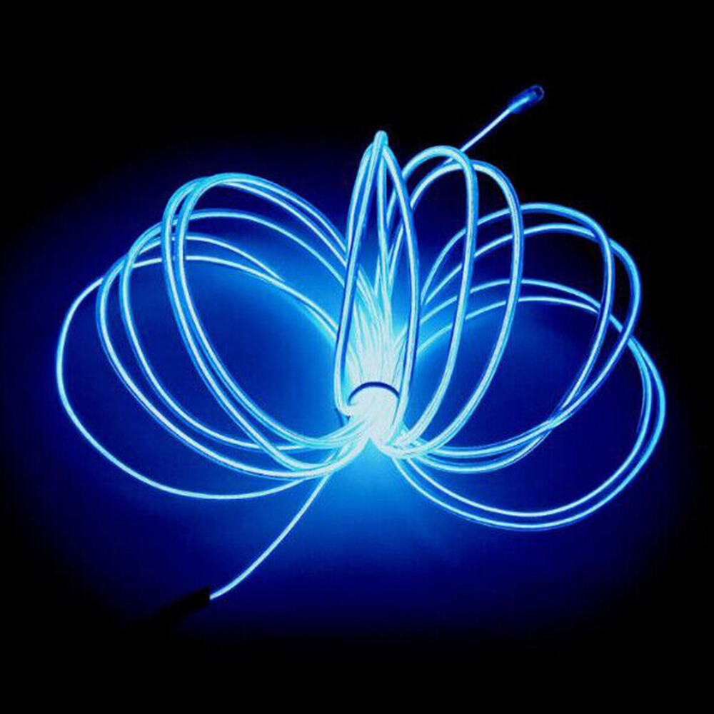 Battery Powered Neon LED Lights Glow EL Wire String Strip Rope Tube Party Decor