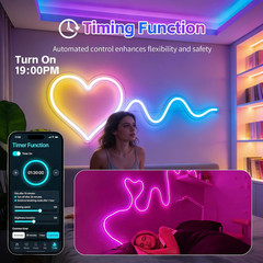 100FT RGB LED Neon Rope Lights, App & Remote Control, Flexible Waterproof IP65 L