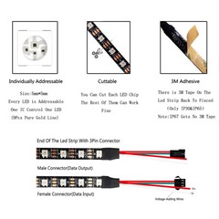 WS2812B LED Strip 5050 RGB 30/60/144LEDs/M ws2812 IC Individual Addressable DC5V