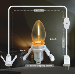 4 Pack Accessory Cord with LED Night Light Bulbs – White Cord with On/Off Switch