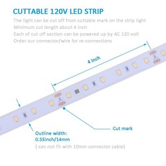 120V Dimmable LED Strip Lights 4200K Daylight, Work with Smart Plug,110V Dimm…
