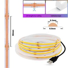 USB COB Strip DC 5V 320Leds/M Pink/Red/White/Ice Blue/Yellow Cabinet Light Lamp