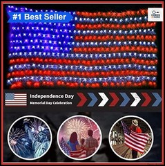 US Flag Net Lights 420 LED 6.5×3.3 FT Waterproof Corded Plug For Independence