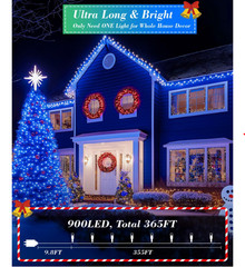 Guirnalda de luces LED azules de 355 pies con 900 luces, perfecta para árboles e
