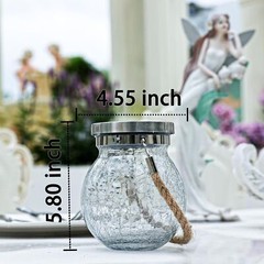 Cooo 6 Pack Heavy Crackle Glass Solar Lantern with 30 LED Firefly Lights–
