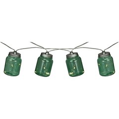 Canning Jars String Party Lights Green Acrylic 10 Twinkling 10-Ft AA Battery NEW