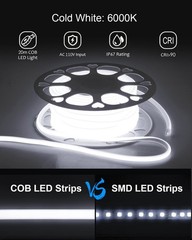 65.6ft Outdoor COB LED Strip Lights Waterproof AC 110V 120V Dimmable LED Lig…