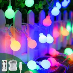 Battery Power 49FT Ball LED Strip Lights 8 Modes Waterproof Outdoor Yard Decor